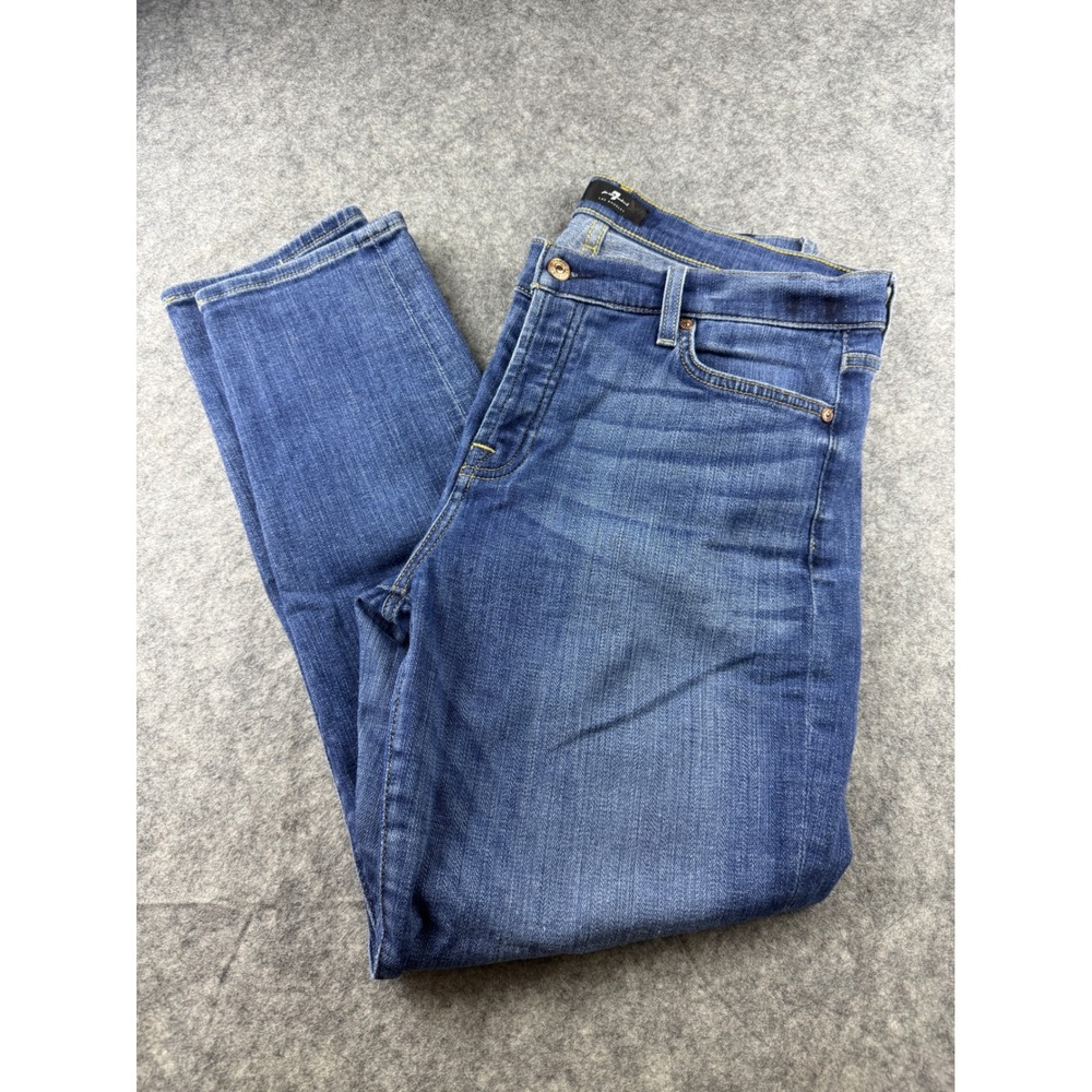 7 For All Mankind Josefina Boyfriend Jeans Blue Distressed Button Fly Size 30